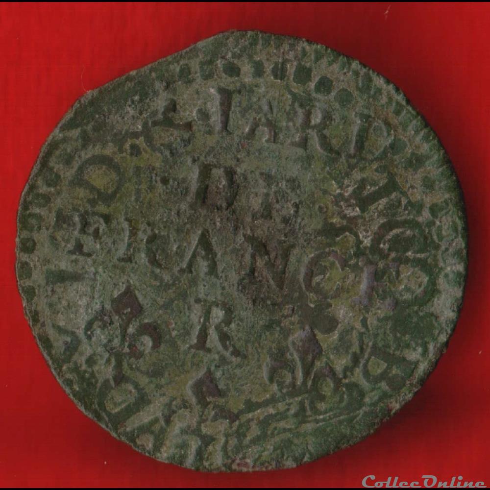 monnaies europe medievale royales liard de france surfrappe 1655 nimes