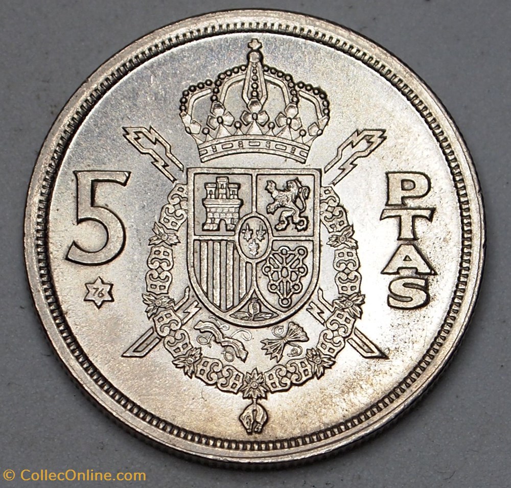 5 Pesetas - 1976 monnaies monde espagne 5 pesetas 1976