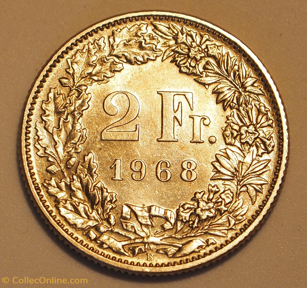 2 Francs - 1968 B monnaie monde suisse 2 francs 1968 b