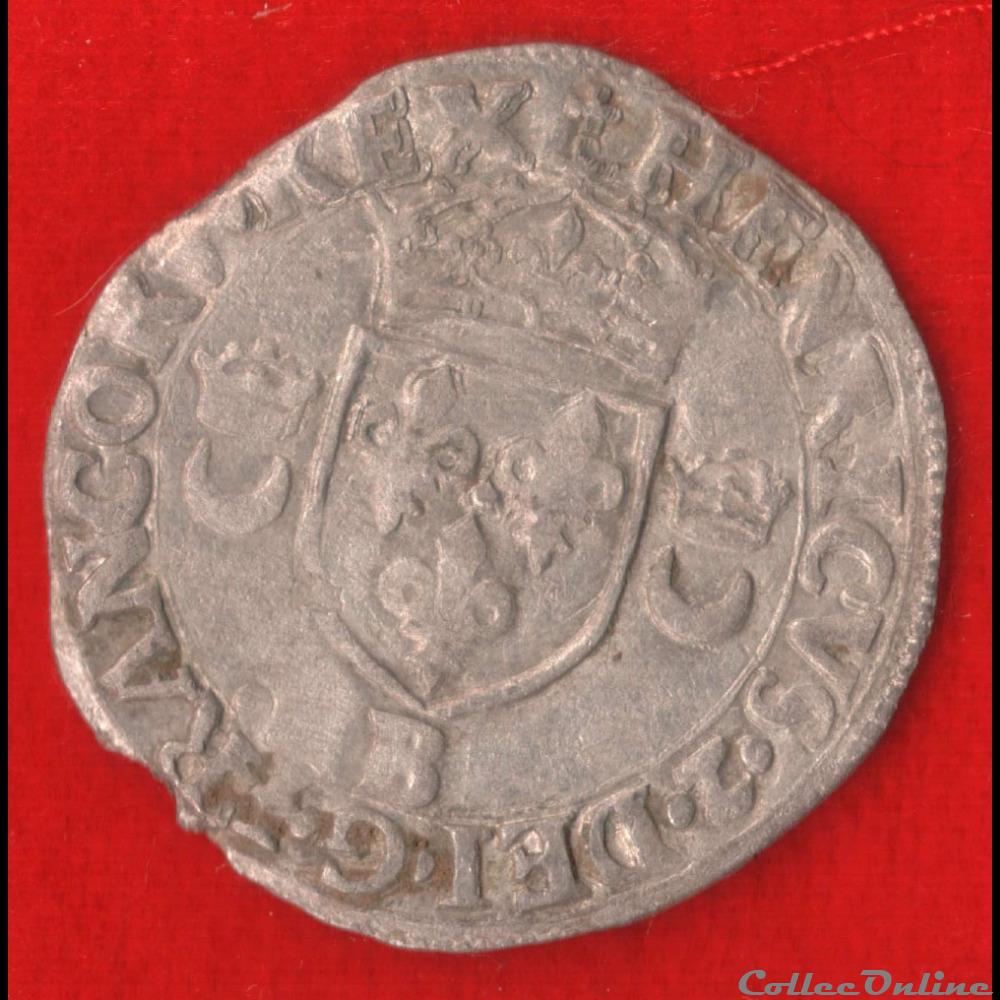 monnaies europe medievale france royales douzain aux croissants 1551 rouen