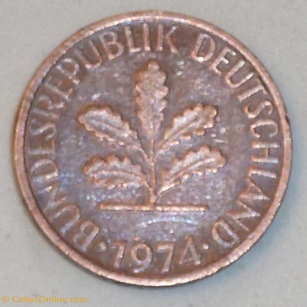 1 Pfennig - 1974 F monnaies monde allemagne 1 pfennig 1974 f