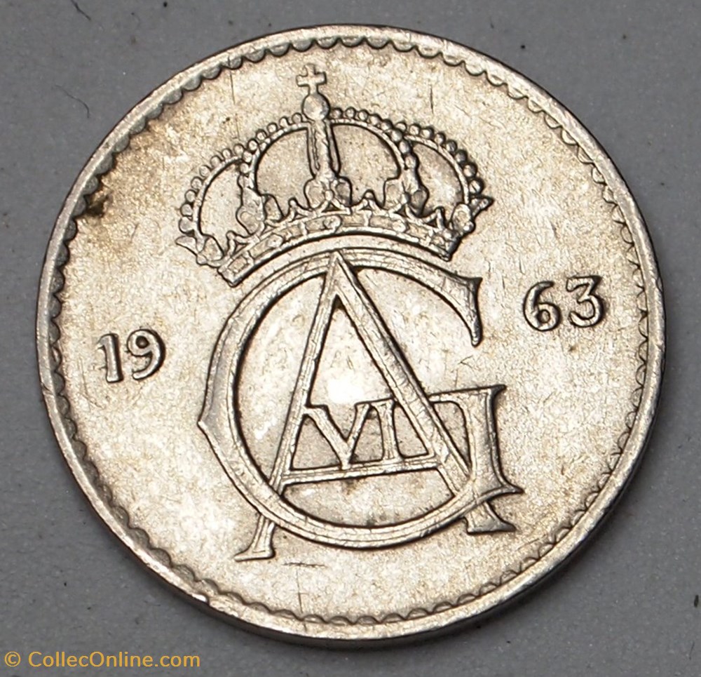 25 ore - 1963 U monnaies monde suede 25 ore 1963 u