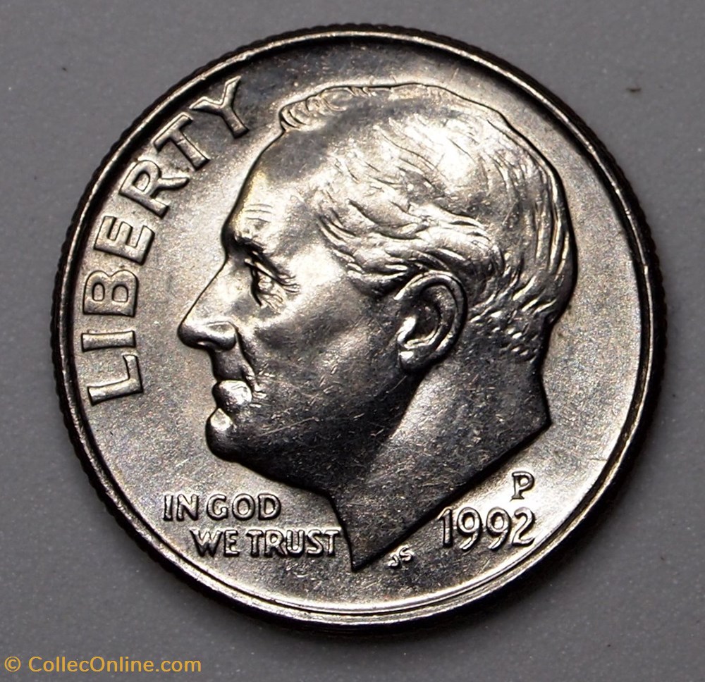 1 dime ( 10 cents ) - 1992 P monnaie monde etat uni 1 dime 10 cents 1992 p