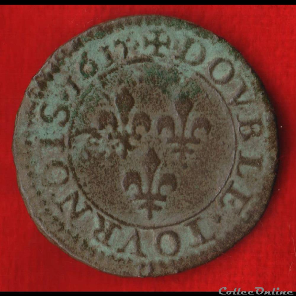 Double Tournois - 1617 - monnaies europe medievale a france royales double tournois 1617