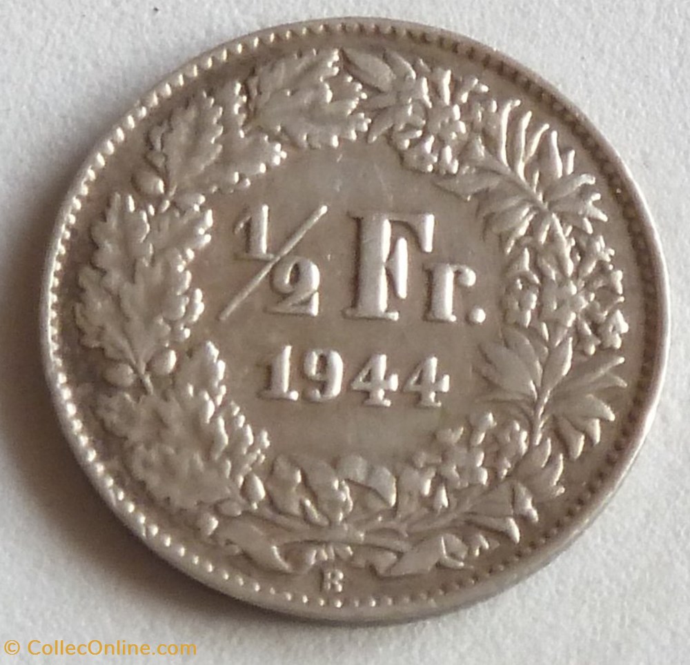 monnaies monde suisse 1 2 franc 1944 b