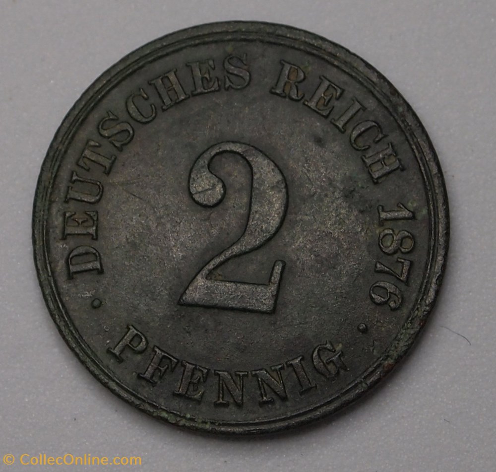 monnaies monde allemagne 2 pfennig 1876 h