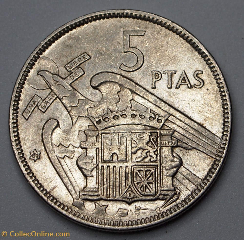 5 Pesetas - 1961 monnaie monde espagne 5 pesetas 1961
