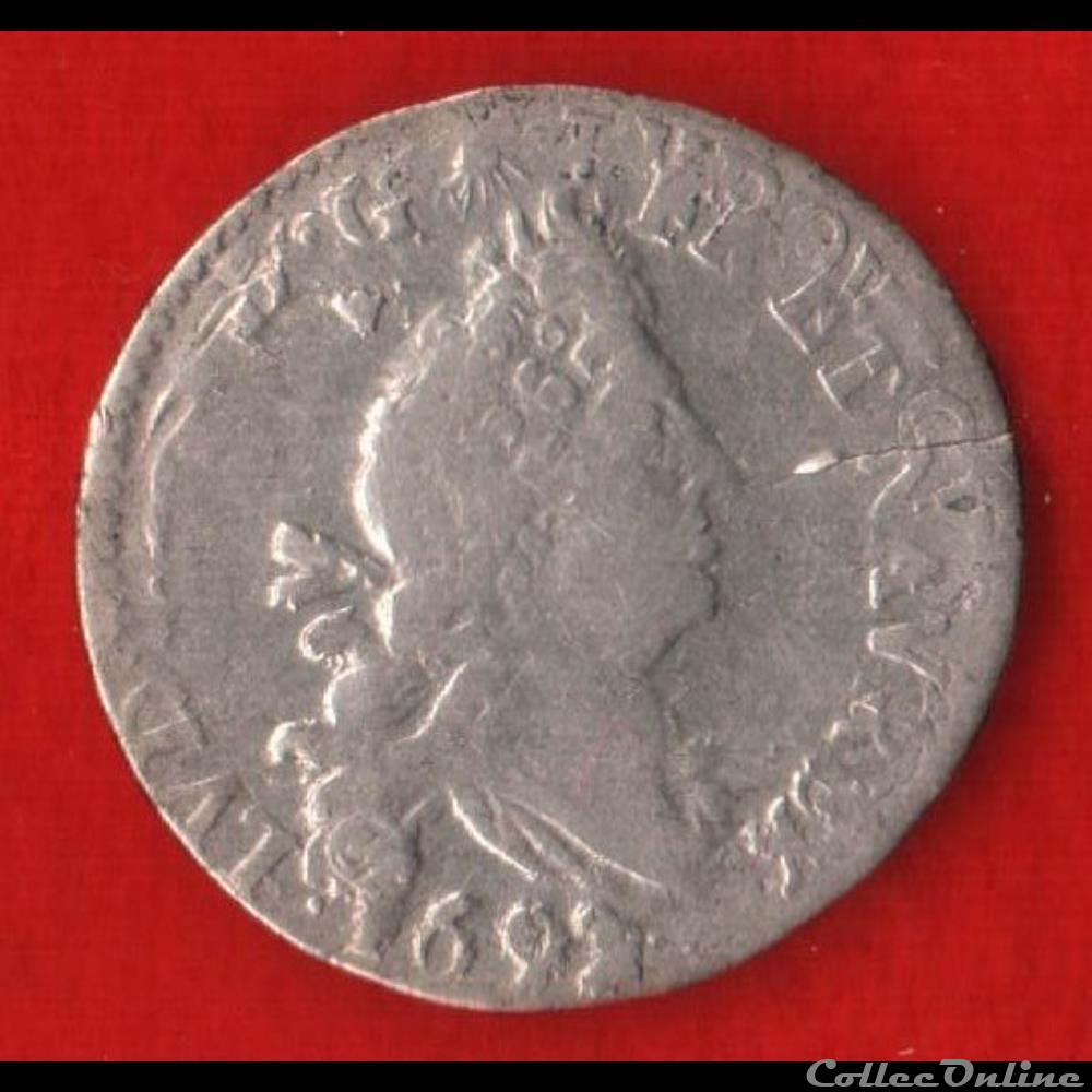 Quadruple sol aux 2L - 1692 - Amiens monnaies europe medievale france royales quadruple sol aux 2l 1692 amiens