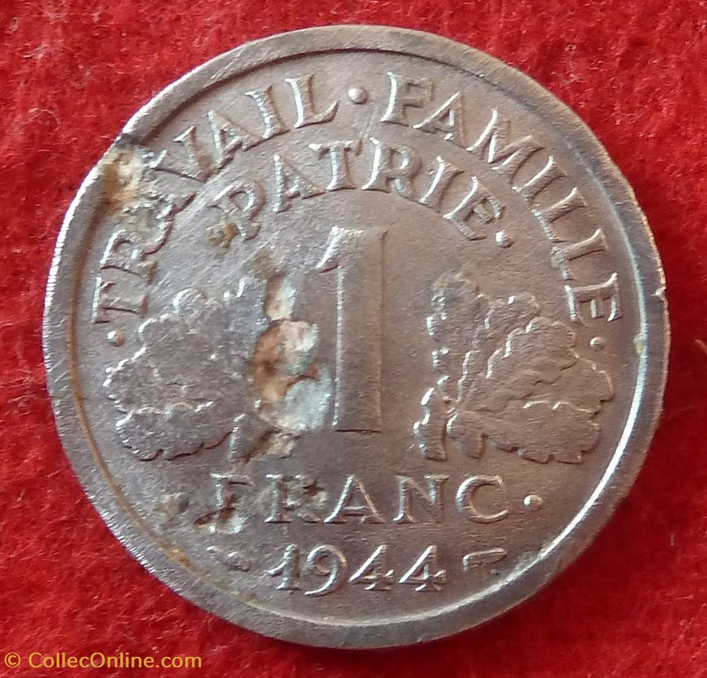 Bazor - 1 Franc - 1944 monnaies monde france bazor 1 franc 1944