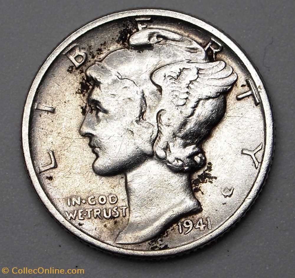 1 dime ( 10 cents ) - 1941 monnaie monde etat uni 1 dime 10 cents 1941