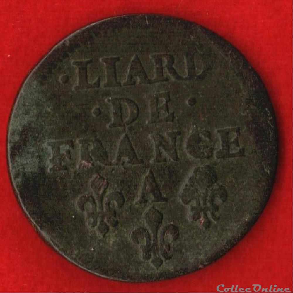 Liard de France - 16?? - Corbeil monnaies europe medievale royales liard de france 16 corbeil