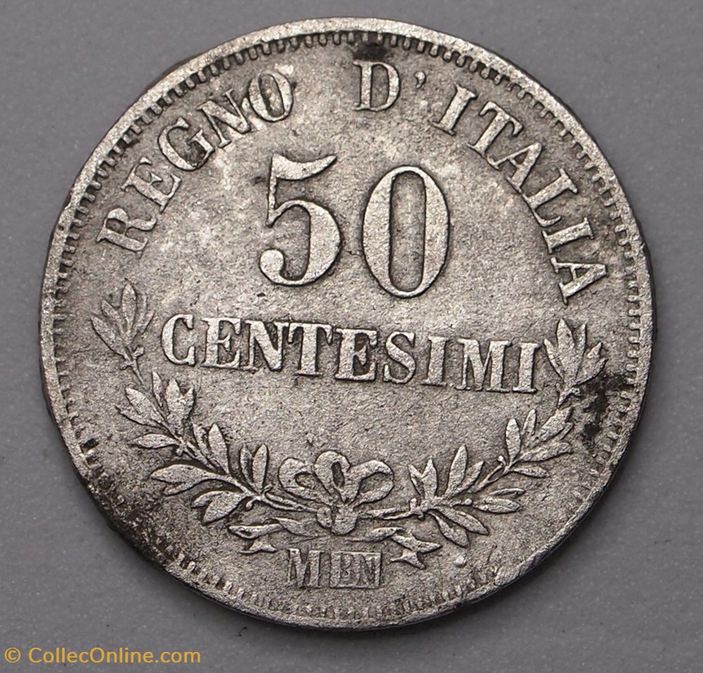 50 Centesimi - 1863 M BN monnaie monde italie 50 centesimi 1863 m bn