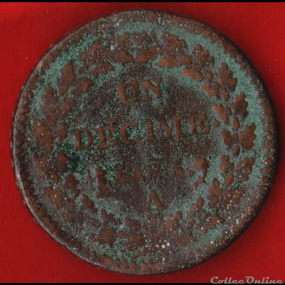 Consulat / Directoire - Un décime Dupré - AN 6 - 1797-98 - Paris monnaies monde france consulat directoire un decime dupre an 6 1797 98 paris