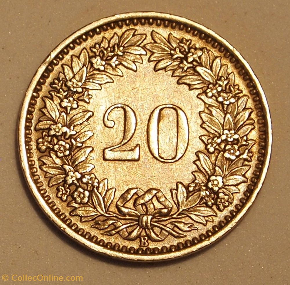 20 Centimes - 1953 B monnaie monde suisse 20 centimes 1953 b