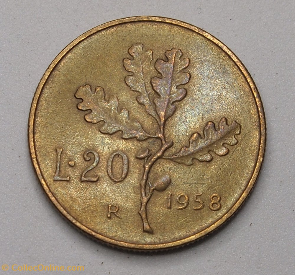20 Lires - 1958 R monnaie monde italie 20 lires 1958 r