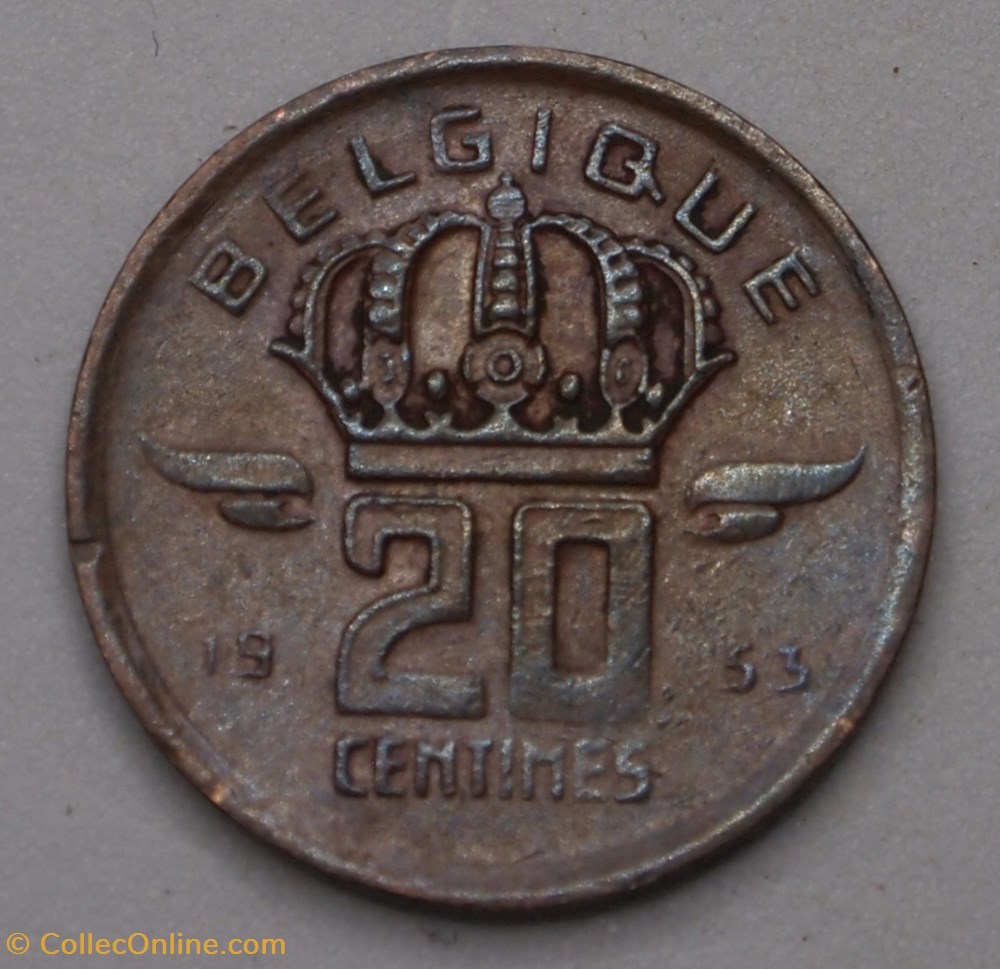 20 Centimes - 1953 monnaies monde belgique 20 centimes 1953