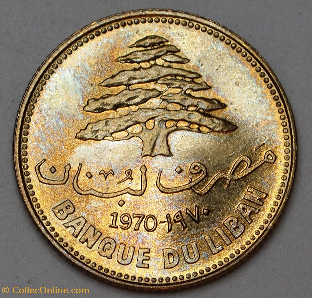 monnaies monde liban 25 piastres 1970