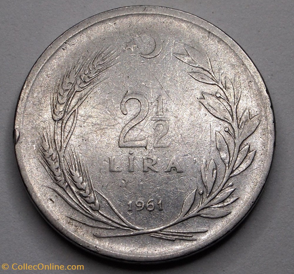 2 1/2 Lira - 1961 monnaie monde turquie 2 1 2 lira 1961
