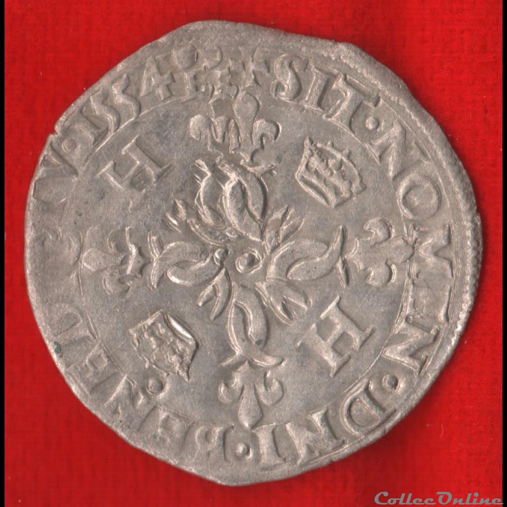 monnaies europe medievale france royales douzain aux croissants 1554 troyes
