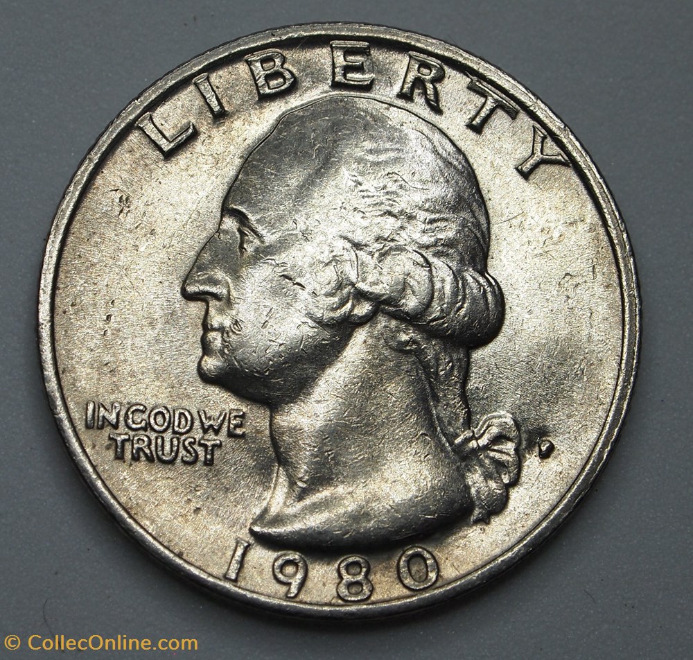 1/4 dollar ( 25 cents ) - 1980 P monnaie monde etat uni 1 4 dollar 25 cents 1980 p