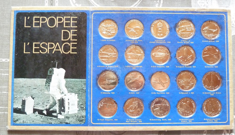 Plateau Collection Epopée de l'espace SHELL monnaies paranumismatique jetons poids plateau collection epopee de espace shell