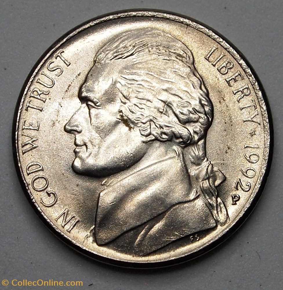 5 cents - 1992 P monnaie monde etat uni 5 cents 1992 p