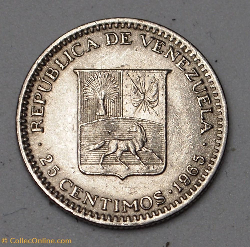 25 Centimos - 1965 monnaies monde venezuela 25 centimos 1965