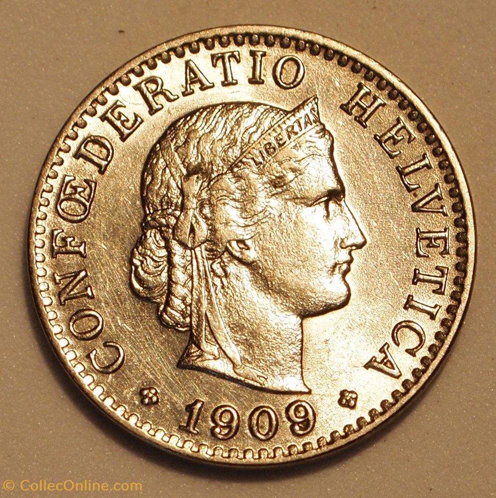 20 Centimes - 1909 B monnaie monde suisse 20 centimes 1909 b