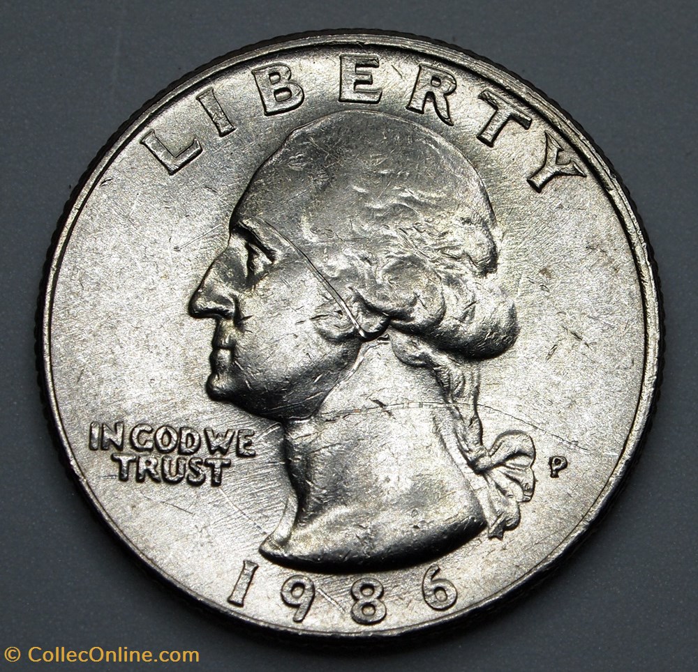 1/4 dollar ( 25 cents ) - 1986 P monnaie monde etat uni 1 4 dollar 25 cents 1986 p