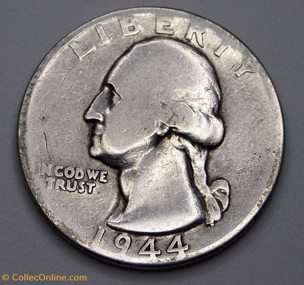 1/4 dollar ( 25 cents ) - 1944 monnaie monde etat uni 1 4 dollar 25 cents 1944