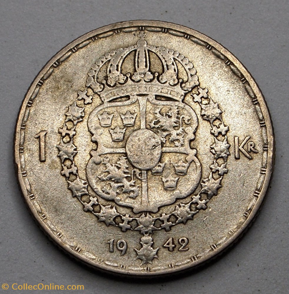 1 Krona - 1942 G monnaie monde suede 1 krona 1942 g