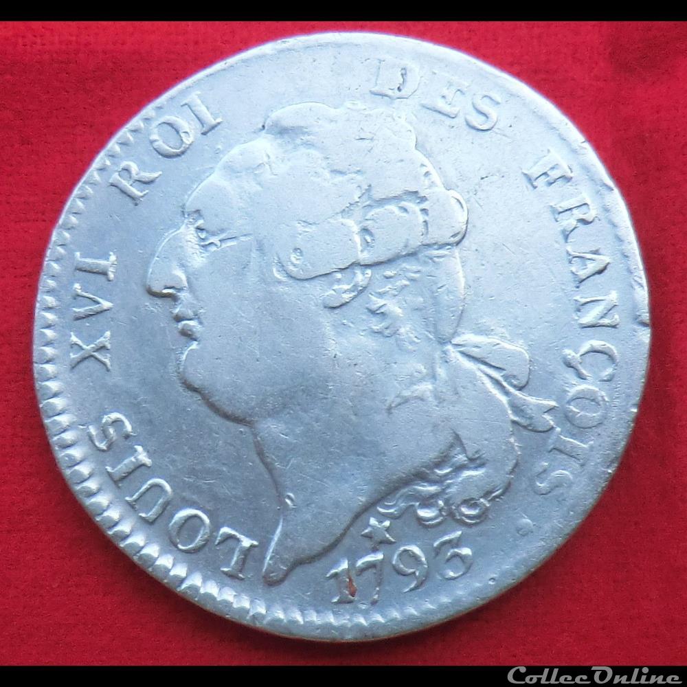 monnaies europe medievale france royales ecu au genie constitutionnel 1793 marseille