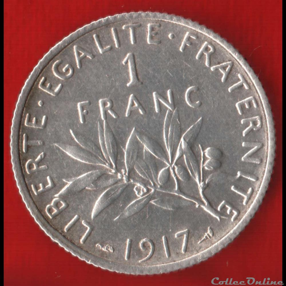 Semeuse - 1 Franc - 1917 monnaies monde france semeuse 1 franc 1917