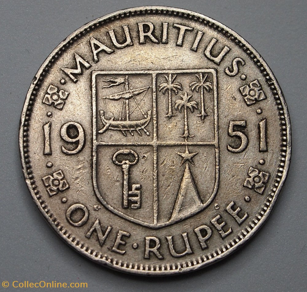 1 Roupie - 1951 monnaie monde maurice 1 roupie 1951