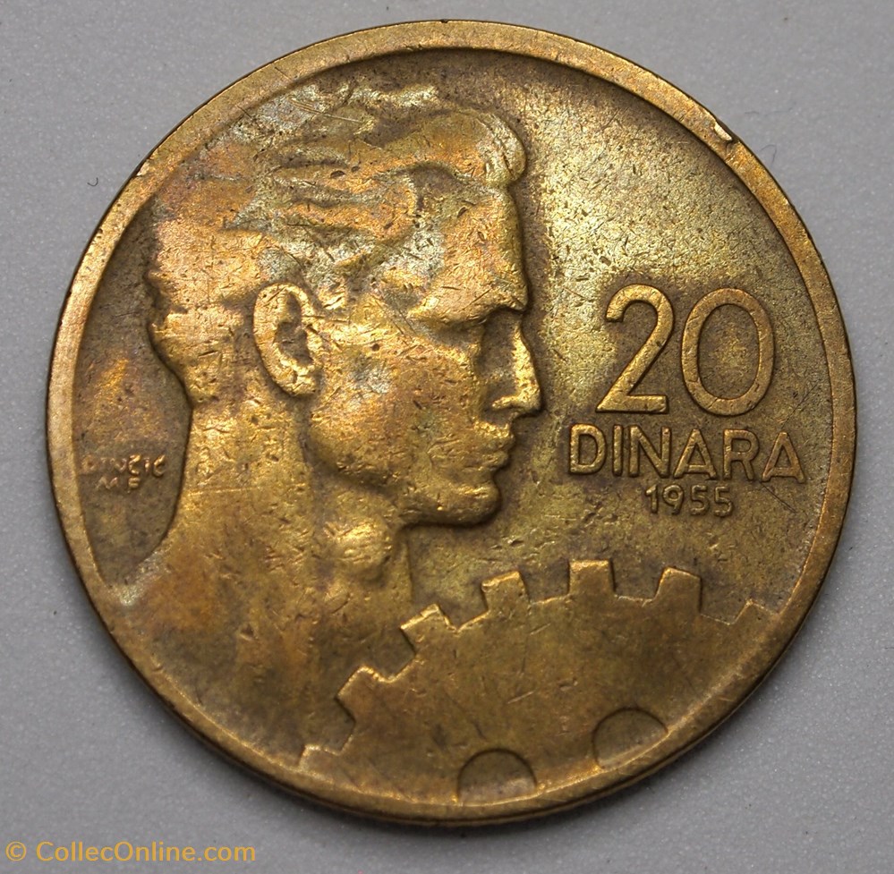 20 Dinars - 1955 monnaies monde yougoslavie 20 dinars 1955
