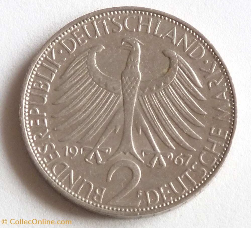 2 Mark - 1967 F monnaies monde allemagne 2 mark 1967 f