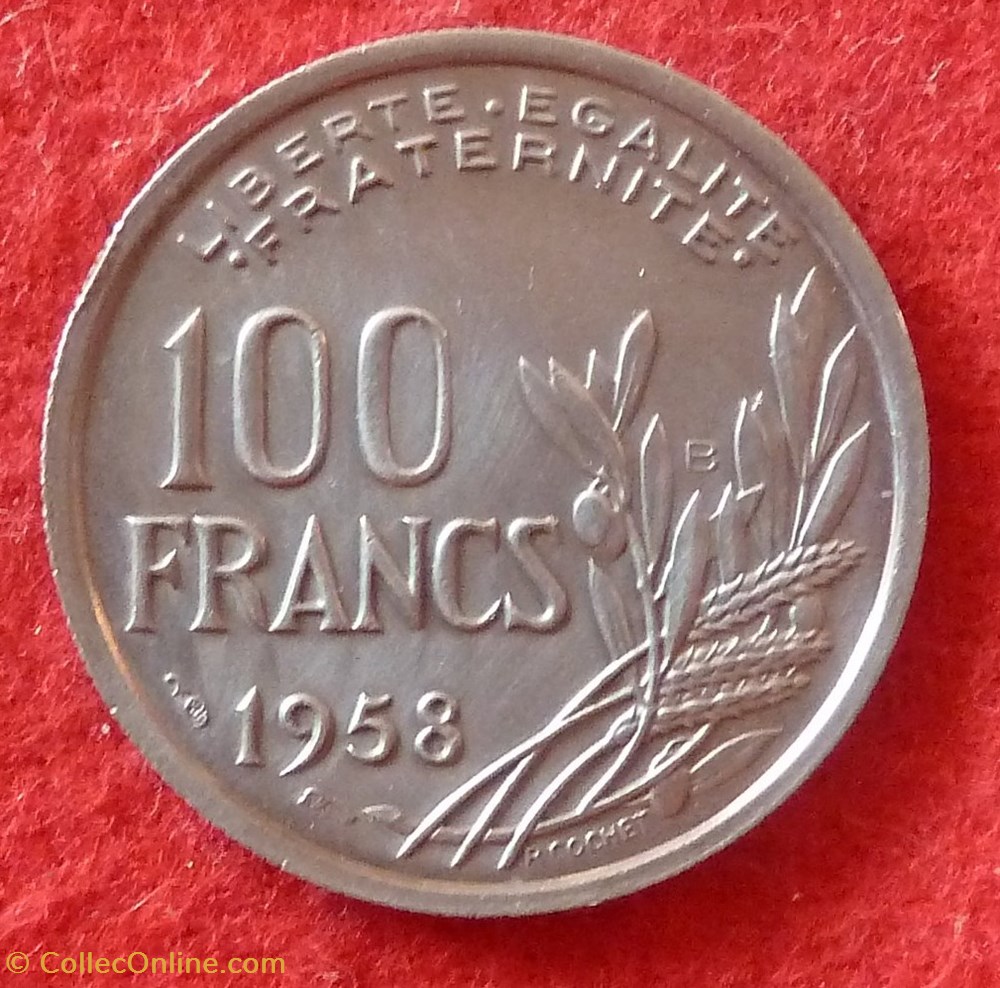 Cochet - 100 Francs - 1958 B monnaies monde france cochet 100 francs 1958 b