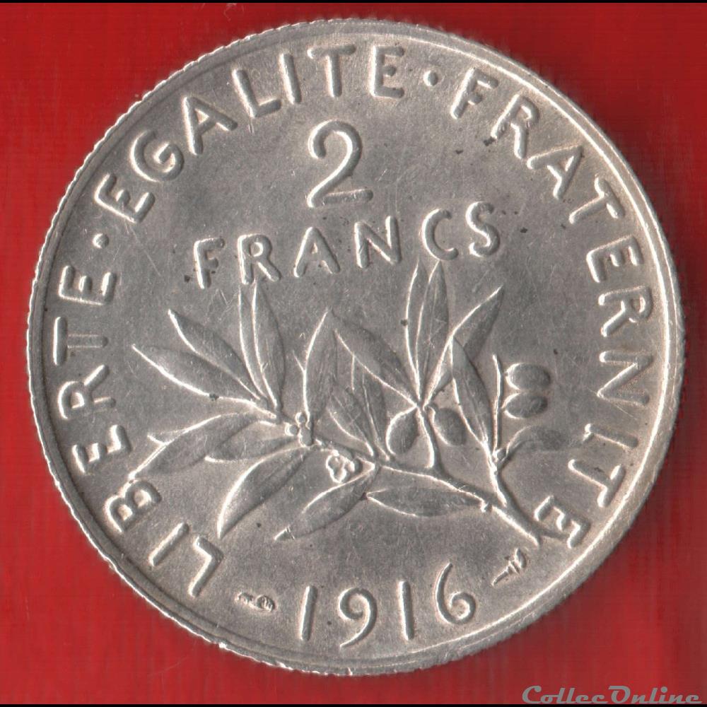 monnaies monde france semeuse 2 francs 1916