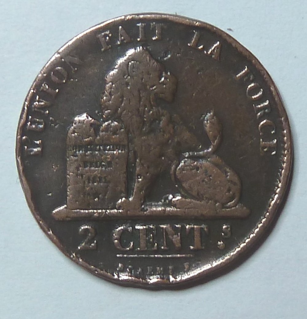monnaies monde belgique 2 centimes 1857