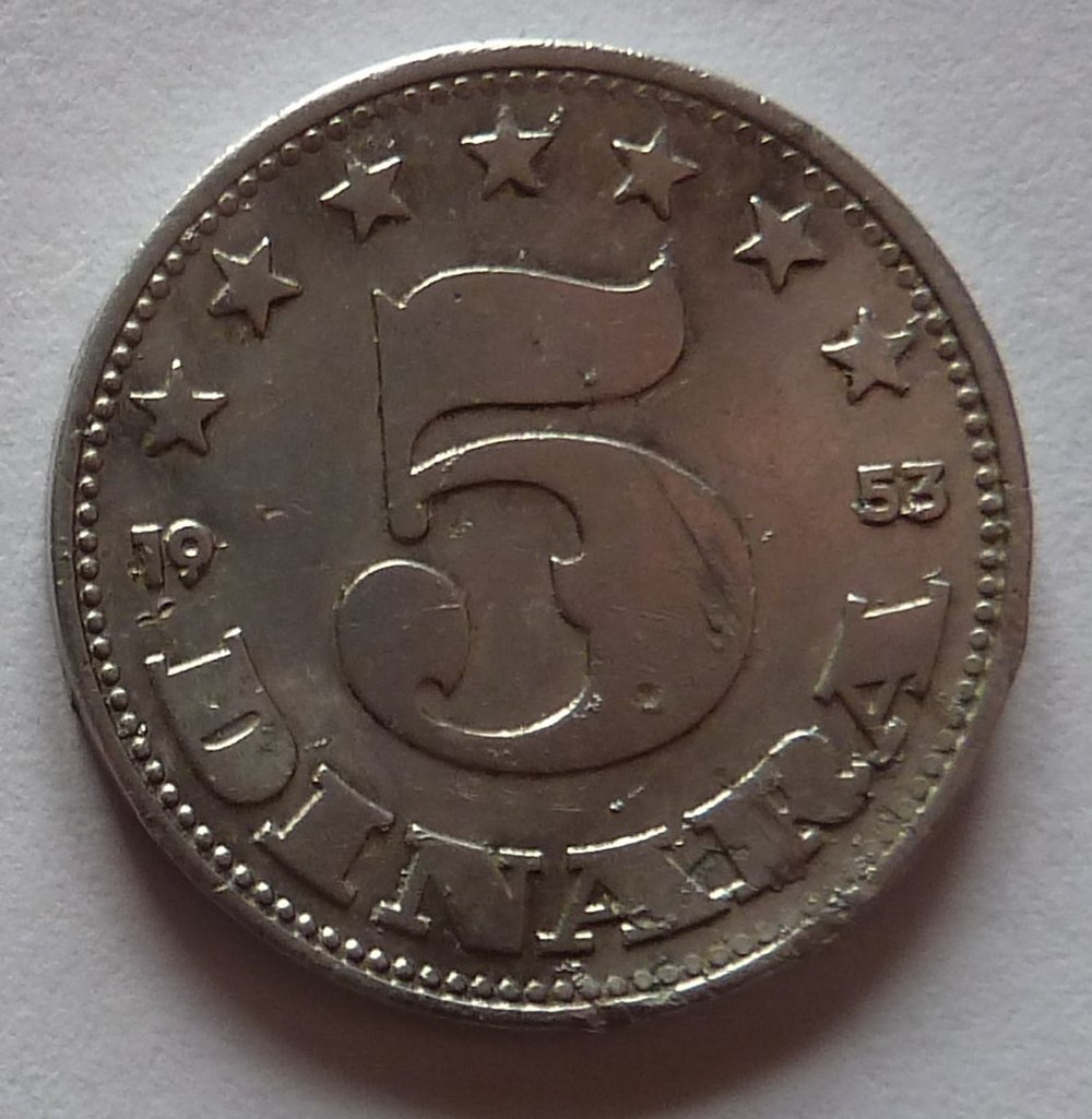 5 Dinars - 1953 monnaies monde yougoslavie 5 dinars 1953