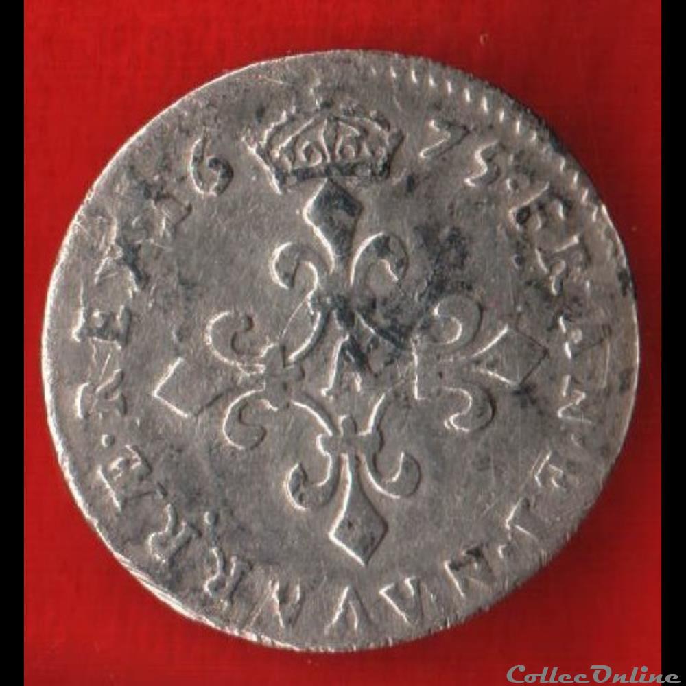 Quadruple sol à la croix fleurdelisée - 1675 - Paris monnaies europe medievale france royales quadruple sol a la croix fleurdelisee 1675 paris