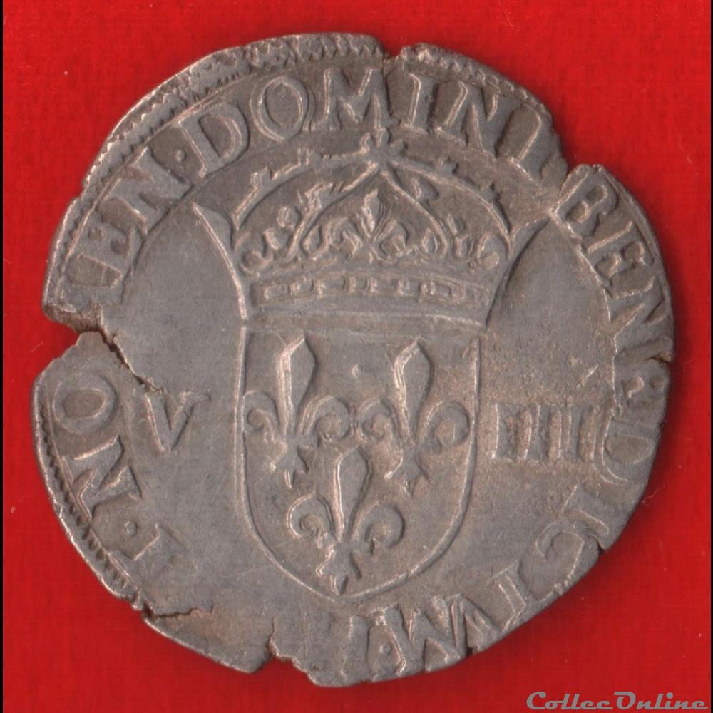 Huitième d'écu - 1581 - La Rochelle monnaies europe medievale france royales huitieme ecu 1581 la rochelle