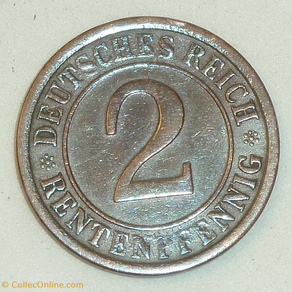 2 Pfennig - 1924 A monnaies monde allemagne 2 pfennig 1924 a