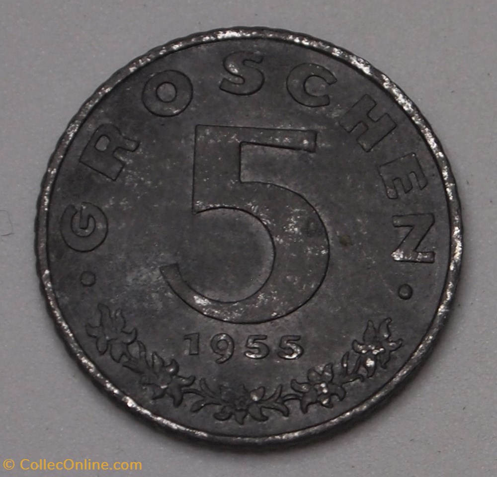 5 Groschen - 1955 monnaies monde autriche 5 groschen 1955