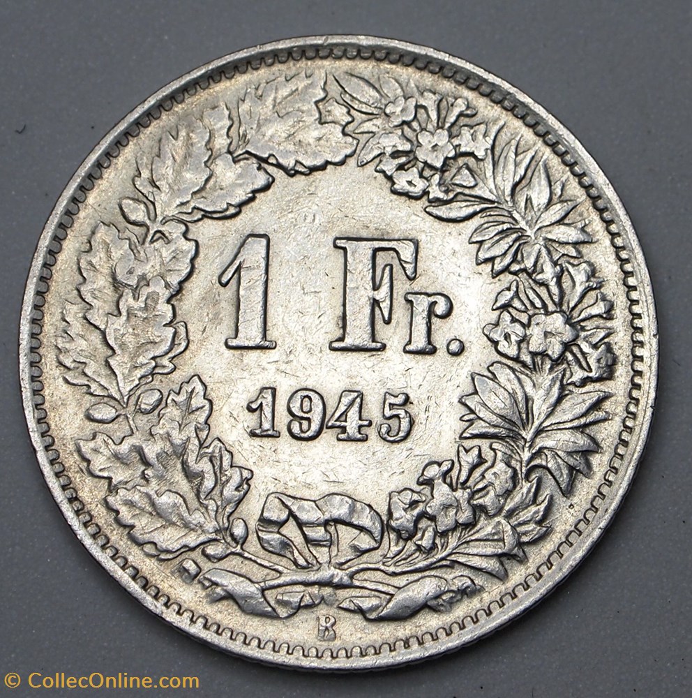 1 Franc - 1945 B monnaie monde suisse 1 franc 1945 b