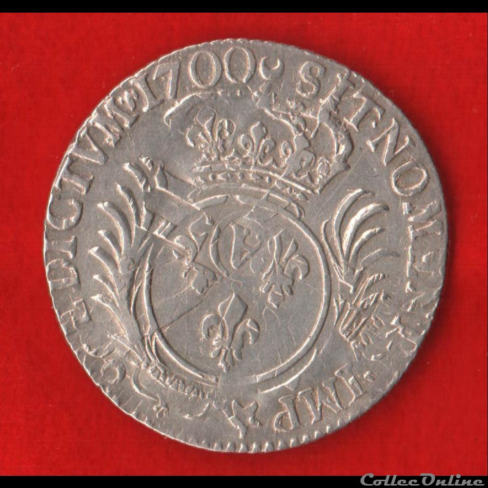 monnaies europe medievale france royales quart ecu 1700 surfrappe de reforme