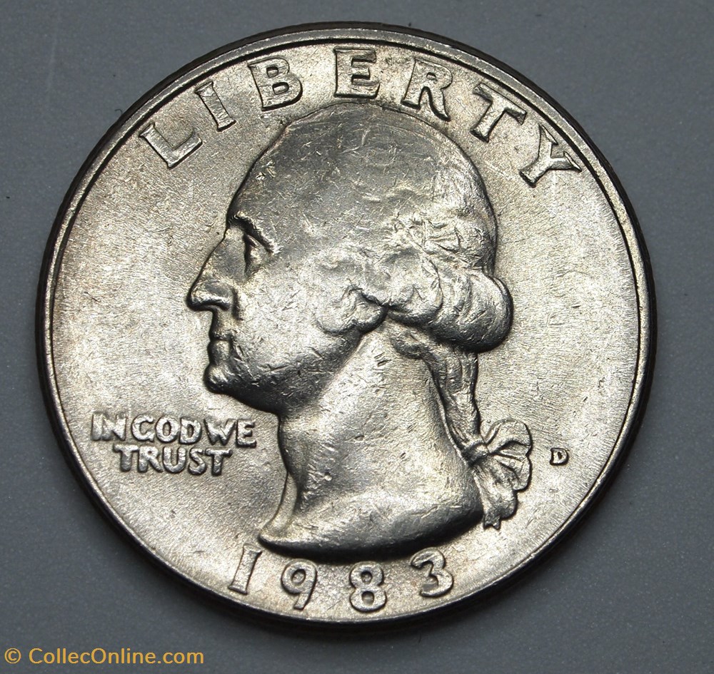 1/4 dollar ( 25 cents ) - 1983 D monnaie monde etat uni 1 4 dollar 25 cents 1983 d