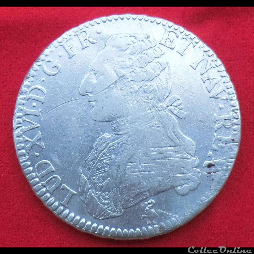 monnaies europe medievale france royales ecu aux branches olivier 1790 paris
