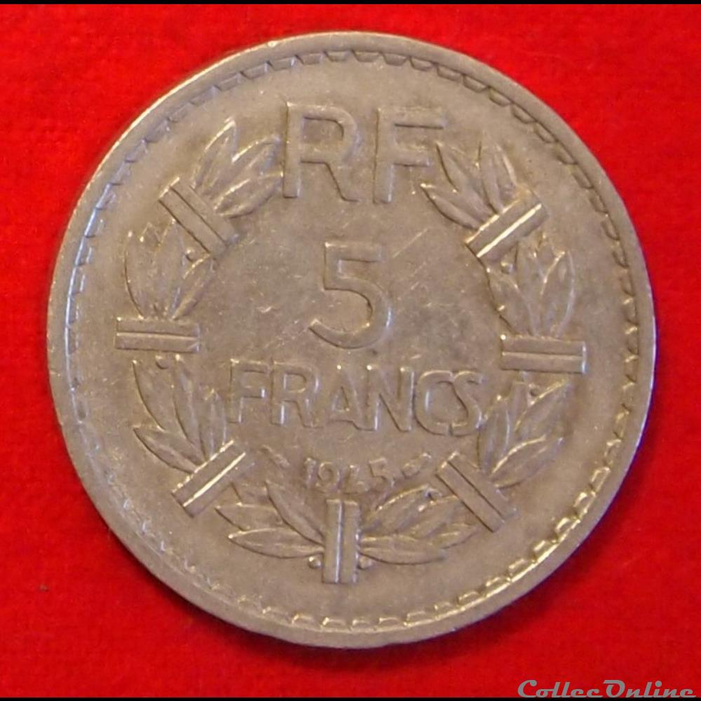 Lavrillier - 5 Francs - 1945 monnaies monde france lavrillier 5 francs 1945