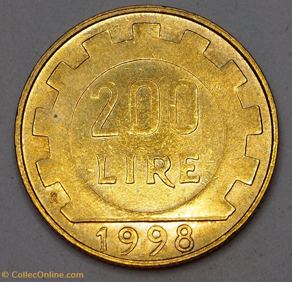 monnaies monde italie 200 lires 1998 r